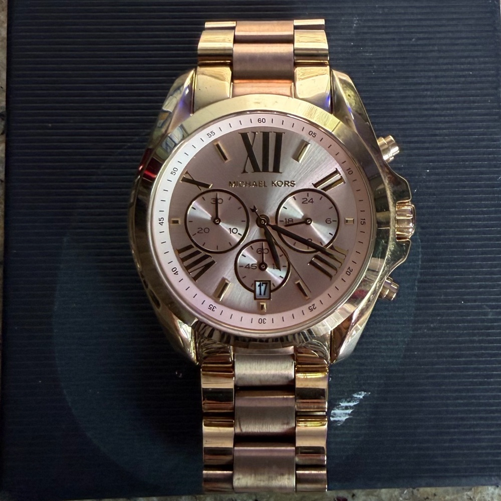 Michael Kors Gold-Tone and Rose Gold Chronograph Bracelet Watch